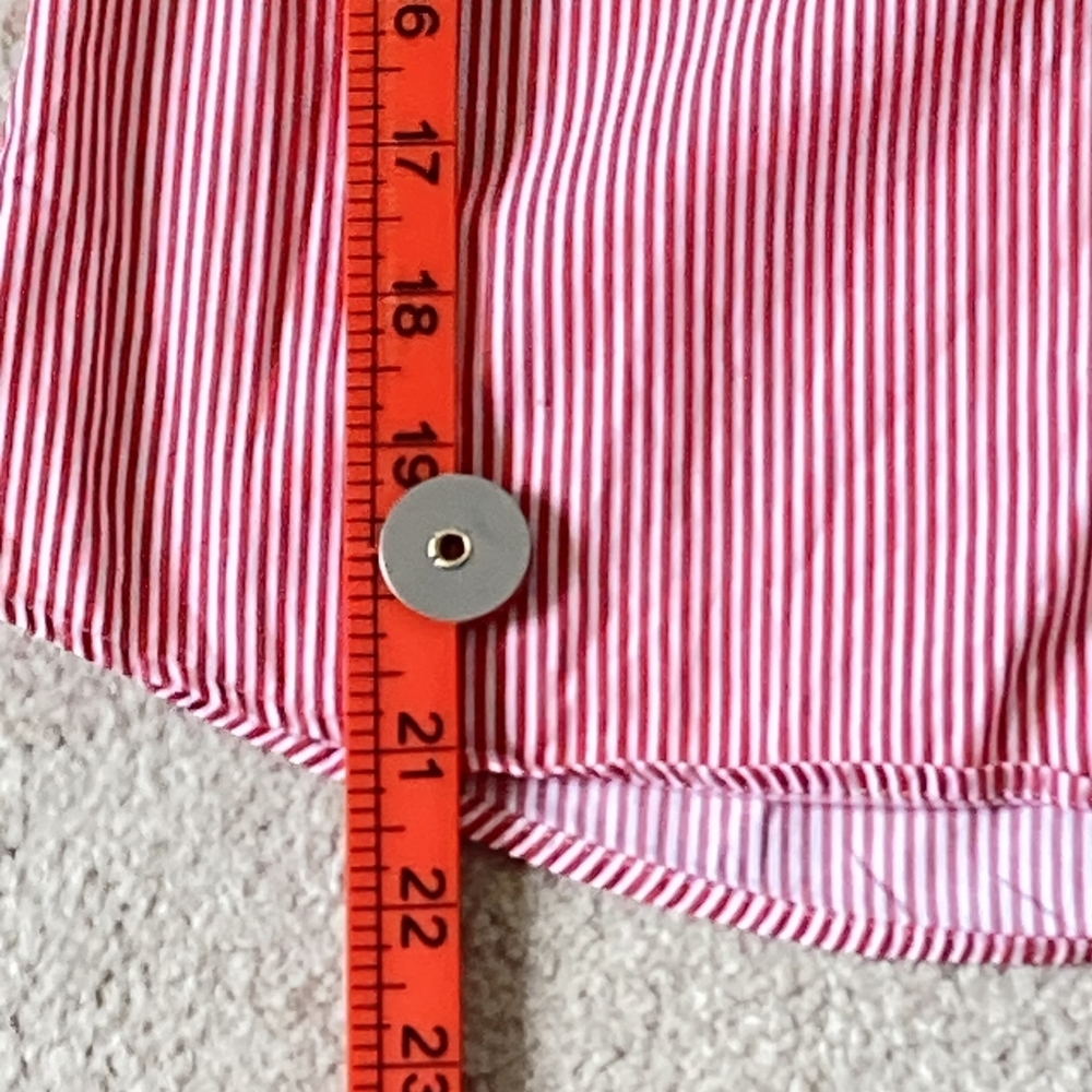 1980s Vintage Jaeger Red and White Fine Striped Fitted Collared Blouse UK Sz 10 - Picture 15 of 15